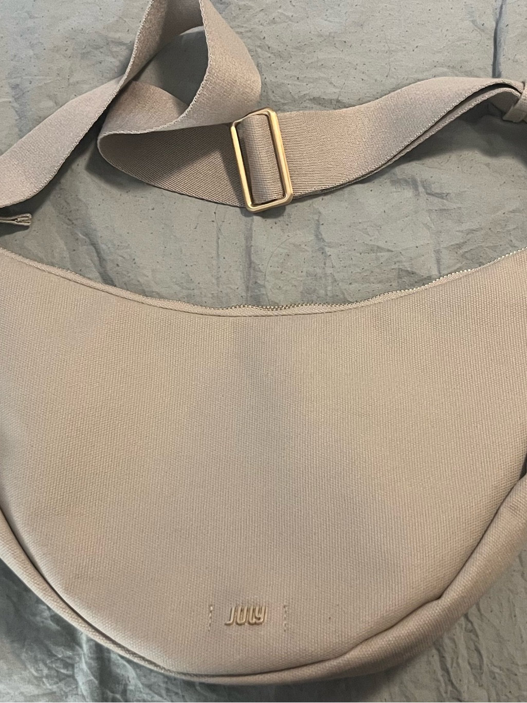 July Beige Crescent Shoulder Bag With Adjustable Strap